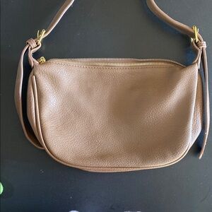 Classic Tan Leather Crescent Shoulder Bag